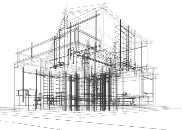 Scaffolding structural blueprint and design illustration